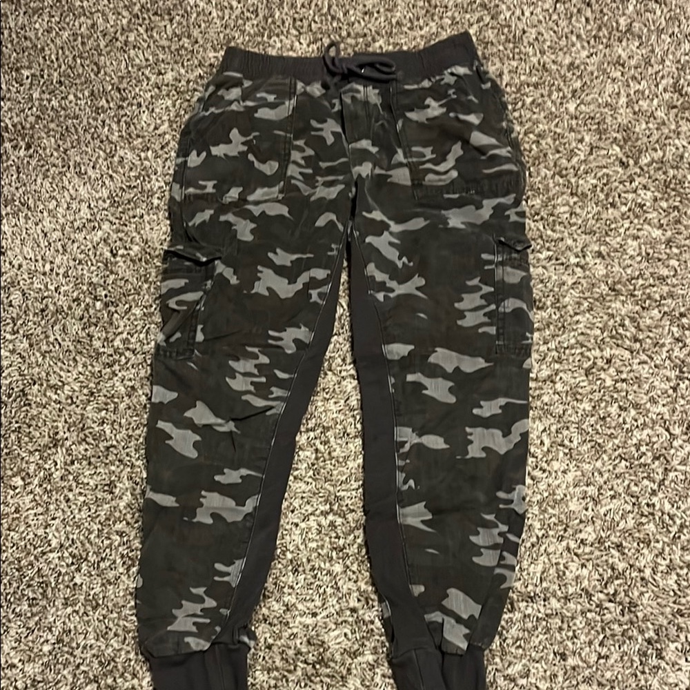 Justice Gray and Black Camouflage Joggers with Elastic Cuffs